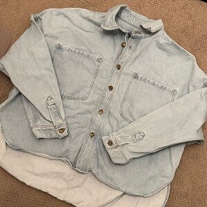 Express curved hem denim jacket xl